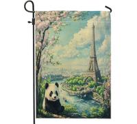 Bandiere da giardino Spring Pandas 30,5 x 45,7 cm per esterni, motivo torri romantiche, bandiere standard in lino per casa, cortile, cortile, prato, decorazione per esterni