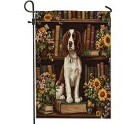 Bandiere da giardino Spring Springer Spaniel per cani, 30,5 x 45,7 cm, double face, per esterni, libreria, motivo cuccioli, bandiera per casa, divertente animale domestico all'aperto, piccolo cortile