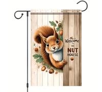 Bandiere Da Giardino Squirrel Welcome To The Nut House Rustic Fall Animal Bandieradacortile Durevole Bandiera Decorativa Resistente Dissolvenza Outdoor Bandiera Per Bar Portico 30X45Cm