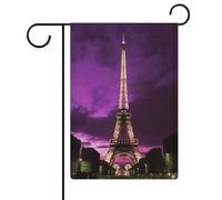 Bandiere da giardino stagionali della Torre Eiffel viola - Bandiera da giardino a prova di sbiadimento. La bandiera da giardino estiva è forte resistenza alle pieghe. Bandiera versatile da giardino