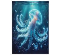 Bandiere da giardino stagionali graziose, resistenti alle intemperie, per cortile, prato, vacanze, decorazione per la casa, meduse al neon, blu mare, 71 x 101,6 cm