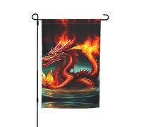Bandiere da giardino stagionali stampate con il Re Drago in Fuoco, bandiere verticali bifacciali da 12 x 18 pollici, decorazioni per esterni/interni