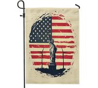 Bandiere da giardino statua della dea americana, 30,5 x 45,7 cm, double face, per esterni, per il giorno dell'indipendenza degli Stati Uniti, bandiere verticali standard per casa, 4 luglio, bandiere