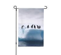 Bandiere da giardino su entrambi i lati, 30 x 45 cm, bandiera stagionale per esterni, pinguini sull'iceberg, bandiere da giardino, primavera, estate, piccole bandiere per decorazioni esterne, cortile