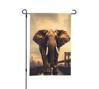 Bandiere da giardino su entrambi i lati, 30 x 45 cm, per esterni, con elefante su un ponte, bandiere da giardino, primavera estate, piccole bandiere per decorazioni esterne, cortile, prato, patio