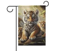 Bandiere da giardino su entrambi i lati, 31 x 46 cm, piccole bandiere da cortile per esterni, striscione per vacanze nella giungla, tigri, cuccioli, bandiera da giardino, fattoria estiva, bandiera di