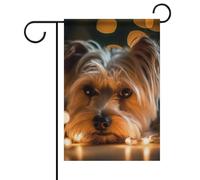 Bandiere da giardino su entrambi i lati, 31 x 46 cm, piccole bandiere da cortile per esterni, striscione per le vacanze, uno Yorkshire Terrier Bandiera da giardino Summer Farmhouse in iuta Bandiera di