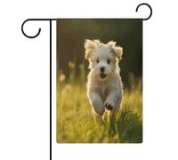 Bandiere da giardino su entrambi i lati, personalizzate, con cucciolo che attraversa il grassprinted 30,5 x 45,7 cm, in tessuto di lino, anti-pieghe, bandiere da cortile personalizzate per casa