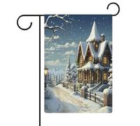 Bandiere da giardino su entrambi i lati, stampa natalizia invernale, con scene felici, 30,5 x 45,7 cm, anti-pieghe, in tessuto di lino, bandiere da cortile personalizzate per casa colonica, patio