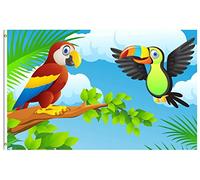Bandiere Da Giardino Summer Spring Tropical Birds Beak Macaw Parrot In Exotic Bandiera Dell'Orgoglio Durevole Bandiera Decorativa Resistente Intemperie Pride Flag Per Esterno Prato 152X90CM