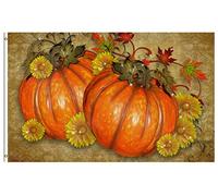 Bandiere Da Giardino Thanksgiving Day Pumpkins Rustic Autumn Fall Harvest Flowers Leaves Bandiere Da Cortile Resistente Intemperie Pride Flag Premium Bandiera Dell'Orgoglio Per Prato 152X90CM