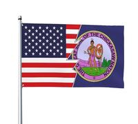 Bandiere Da Giardino The Chickasaw Nation And America Bandiera Da Cortile Premium Bandiere Decorative Antivento Outdoor Bandiera Per Cortile Feste Fattoria 90X150 CM