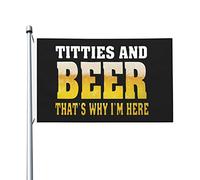 Bandiere Da Giardino Titties & Beer That'S Why I'M Here Funny Bandiera Da Cortile Antivento Banner Giardino Lavabile Outdoor Bandiera Per Prato Celebrazione Interno 90X150 CM