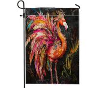 Bandiere da giardino tropicali tribali fenicotteri 30,5 x 45,7 cm, double face, per esterni, foreste della giungla, bandiere standard per prato, bandiere per uccelli e cortili, decorazioni per esterni