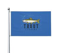 Bandiere Da Giardino Trout Fishing With Trout Fish Bandiera Da Cortile Premium Bandiere Decorative Durevole Banner Giardino Per Sport Cortile Esterna 90X150 CM