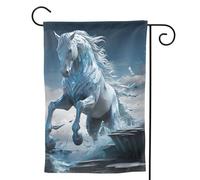 Bandiere da giardino verticale bandiera di benvenuto bandiere blu cavallo ghiaccio bandiere su entrambi i lati giardino cortile bandiera decorativa per esterni per tutte le stagioni Holiday Yard