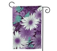 Bandiere da giardino verticale bandiera di benvenuto viola bianco bandiere floreali su entrambi i lati banner da giardino bandiera decorativa per esterni per tutte le stagioni Holiday Yard fattoria