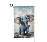 Bandiere da giardino verticali a doppia faccia con elefante carino gioca bolle 30,5 x 45,7 cm bandiera primaverile estate stagionale cortile vacanze decorazione da appendere all'aperto taglia unica