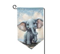 Bandiere da giardino verticali a doppia faccia con elefante carino gioca bolle 30,5 x 45,7 cm bandiera primaverile estate stagionale cortile vacanze decorazione da appendere all'aperto taglia unica