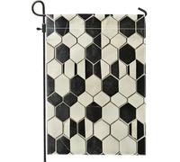 Bandiere da giardino verticali bianche e nere moderne esagonali, 30,5 x 45,7 cm, double face, per esterni, stampa geometrica astratta, bandiera con motivo per la casa