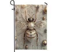 Bandiere da giardino verticali in iuta con api di Natale, 30,5 x 45,7 cm, double face, per esterni, divertente e alla moda, con stampa di insetti natalizi, per la casa, per le vacanze, Capodanno, per