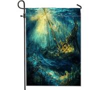 Bandiere da giardino verticali in iuta con naufragio nautico per cortile anteriore e cortile, 30,5 x 45,7 cm, double face, per esterni, bandiera subacquea con stampa di navi oceaniche, bandiera per la
