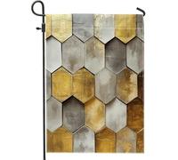 Bandiere da giardino verticali in tela da giardino esagonale, 30,5 x 45,7 cm, double-face, per esterni, stampa geometrica astratta, bandiera vintage con motivo decorativo per la casa