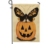 Bandiere da giardino verticali in tela da giardino horror per Halloween, 30,5 x 45,7 cm, double face, per esterni, bandiera vintage spaventosa con stampa di zucca, bandiera estetica raccapricciante