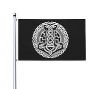 Bandiere Da Giardino Vikings Norse Mythology Hammer Magic Rune Bandiere Da Cortile Durevole Bandiera Decorativa Colore Vivido Bandiera Dell'Orgoglio Per Esterno Portico Prato 152X90CM