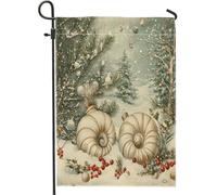 Bandiere da giardino vintage a smerlo natalizio 30,5 x 45,7 cm, double face, per esterni, decorazione retrò, spiaggia, Natale, cortile, tela, casa, vacanze, spiaggia, all'aperto, piccola bandiera per