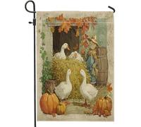 Bandiere da giardino vintage autunnali d'oca da 30,5 x 45,7 cm, double face per decorazione esterna, bandiera autunnale per fattoria e pollame con motivo per casa, spaventapasseri all'aperto piccolo