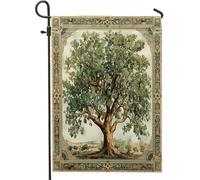 Bandiere da giardino vintage con albero della vita, 30,5 x 45,7 cm, double face, per decorazione esterna, in tela, stile anni '70