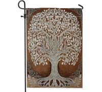 Bandiere da giardino vintage con albero della vita, 30,5 x 45,7 cm, double face, per decorazione esterna, bandiera in tela da cortile retrò anni '70, bandiera artistica per esterni