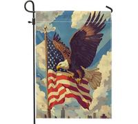 Bandiere da giardino vintage con aquile del 4 luglio, 30,5 x 45,7 cm, double face, decorazione per esterni, bandiera per il giorno dell'indipendenza degli Stati Uniti, bandiera per casa in tela