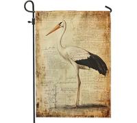 Bandiere da giardino vintage con cicogne 30,5 x 45,7 cm, double face, per esterni, rustiche, campagna, standard, in iuta, prato, cortile, uccello, cortile, piccola casa, decorazione per esterni