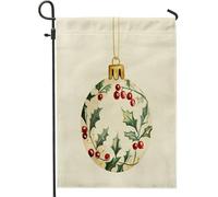 Bandiere da giardino vintage con palline di buon Natale, 30,5 x 45,7 cm, double face, per decorazione esterna, stravagante bandiera in tela per cortile, festa di Capodanno, piccola bandiera da