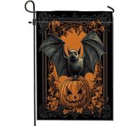 Bandiere da giardino vintage di Halloween horror pipistrello 30,5 x 45,7 cm double face per esterno decorativo, estetica retrò spaventosa zucca anteriore cortile bandiera casa tela raccapricciante