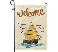 Bandiere da giardino vintage nautiche da 30,5 x 45,7 cm, double face, per esterni, divertente, anime, barca, standard, verticale, in tela, bandiere per la casa, belle e strane bandiere per cortile
