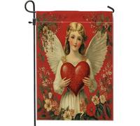 Bandiere da giardino vintage per San Valentino, 30,5 x 45,7 cm, double face, per decorazione esterna, bandiera estetica da giardino, bandiera in tela con cuore, per vacanze all'aperto