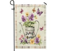 Bandiere da giardino vintage primaverili del pensiero 30,5 x 45,7 cm, double face, per decorazione esterna, griglia floreale per cortile, bandiera per casa, casa colonica floreale all'aperto piccola