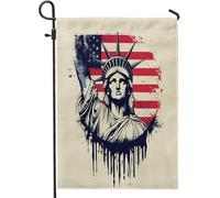 Bandiere da giardino vintage statua della dea 30,5 x 45,7 cm, double face, per decorazione esterna, bandiera per il giorno dell'indipendenza degli Stati Uniti, bandiera per casa in tela, 4 luglio