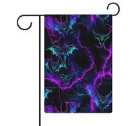 Bandiere da giardino viola con fulmini, tuoni e pipistrelli, bandiere bifacciali per le feste di Halloween, per decorazioni da esterno, 12,6 x 18,5 pollici