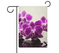 Bandiere da giardino viola con orchidea farfalla 30,5 x 45,7 cm bandiera esterna su entrambi i lati bandiera estiva da giardino di benvenuto bandiere da giardino stagionali decorazioni per le vacanze