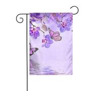 Bandiere da giardino viola con stampa a farfalla per la decorazione esterna, piccola bandiera da cortile stagionale inverno vacanze natalizie decorazioni esterne