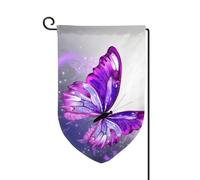 Bandiere da giardino viola farfalla verticale doppia faccia bandiera casa 30,5 x 45,7 cm primavera estate stagionale cortile banner vacanza fattoria cortile all'aperto appeso decorazione bandiera