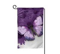Bandiere da giardino viola farfalla verticale doppia faccia bandiera casa 30,5 x 45,7 cm primavera estate stagionale cortile banner vacanza fattoria cortile all'aperto appeso decorazione bandiera