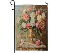 Bandiere da giardino vittoriane con garofano 30,5 x 45,7 cm, per esterni, bandiere verticali floreali vintage standard in lino per casa, pittura a olio con fiori per cortile, cortile, prato