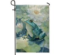 Bandiere Da Giardino Watercolor Blue Amphibian Water Lily Pond Nature Bandieradacortile Premium Outdoor Bandiera Resistente Intemperie Bandiera Decorativa Per Prato Bar Portico 30X45Cm