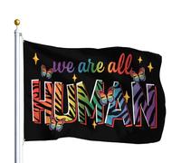 Bandiere Da Giardino We Are All Human Bandiera Decorativa Colore Vivido Bandiera Dell'Orgoglio Durevole Pride Flag Per Festival Prato Esterno 152X90CM