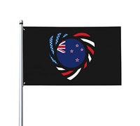 Bandiere Da Giardino We Heart America And New Zealand Love Forever Bandiere Decorative Lavabile Outdoor Bandiera Antivento Banner Giardino Per Celebrazione Giardino Prato 90X150 CM